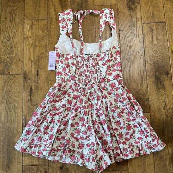 NWT Wild Fable Button-Front Tiered Romper White Floral Women's Sz XS - Picture 6 of 7